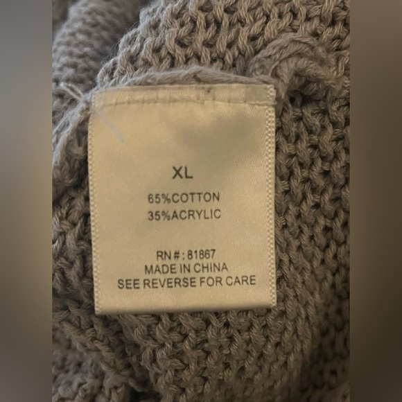 JJ Basics Women’s XL Knit Cardigan Sweater Gray Cotton Blend - Picture 4 of 4